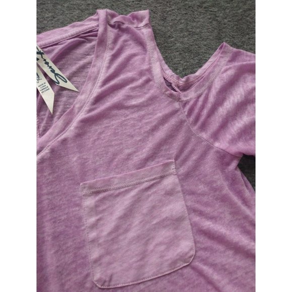 Seven 7 Top Womens Sz Small Open Exposed Shoulder Blouse Scoop Neck Shirt Purple - Picture 4 of 12